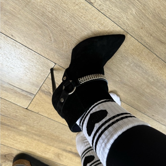 Saint Laurent Paris ankle boots suede with chain authentic - Picture 5 of 16